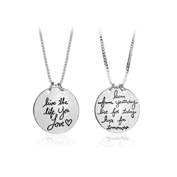 Jewelry - ROUND LETTER TAG LIVE THE LIFE YOU LOVE LOVE PENDANT NECKLACE